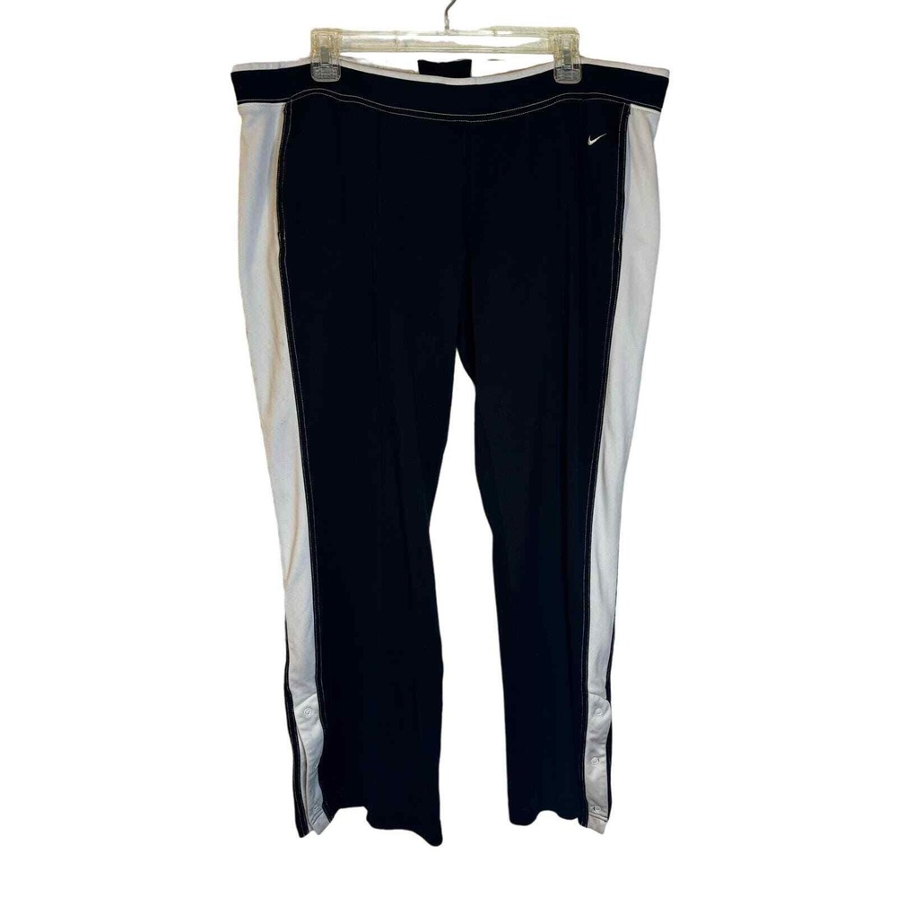 Nike Track Pants Snap Button Side Black White‎ Mens XL Athletic Casual